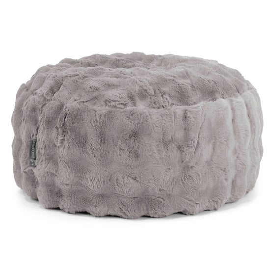 Pouf Rotondo - Pelliccia Sintetica a Bolle Grigio 01