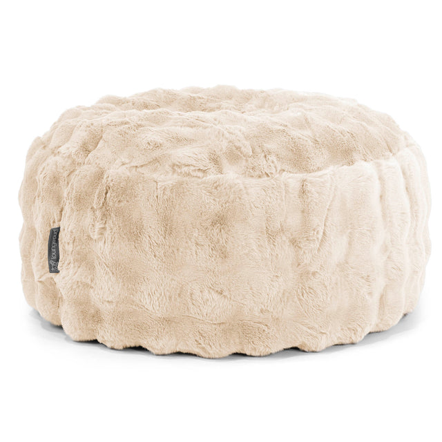Pouf Rotondo - Pelliccia Sintetica a Bolle Panna 01