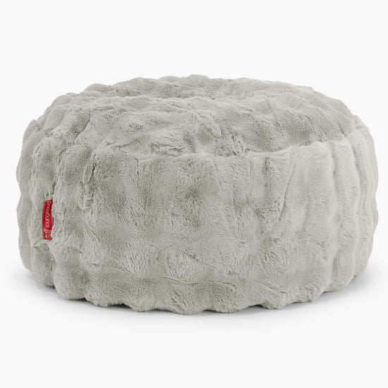 Pouf Rotondo - Pelliccia Sintetica a Bolle Verde Salvia 01