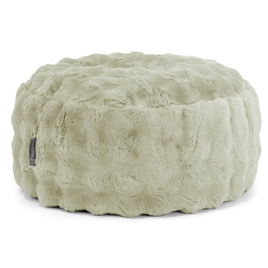 Pouf Rotondo - Pelliccia Sintetica a Bolle Verde Salvia 01