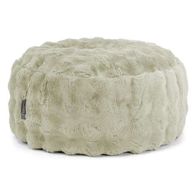 Pouf Rotondo - Pelliccia Sintetica a Bolle Verde Salvia 01