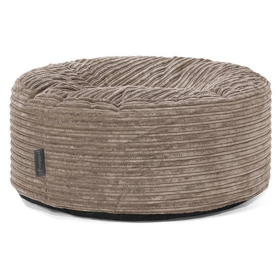 Pouf Rotondo - Velluto a Coste Grigio Tortora 01