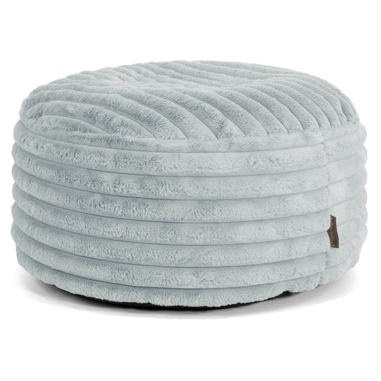 Pouf Rotondo - Velluto Felpato Ultra Morbido Azzurro Uovo di Anatra1