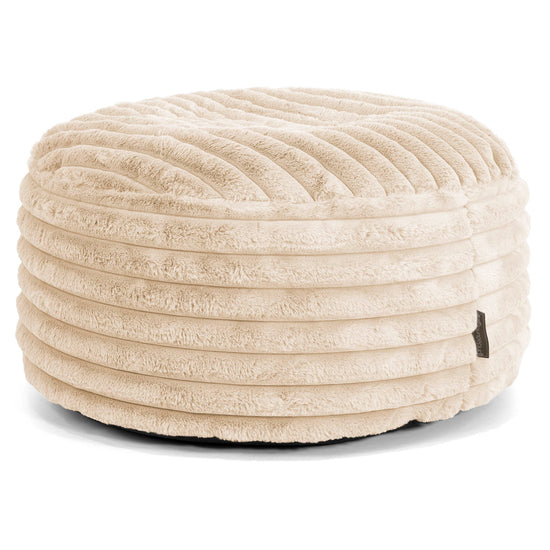 Pouf Rotondo - Velluto Felpato Ultra Morbido Panna1