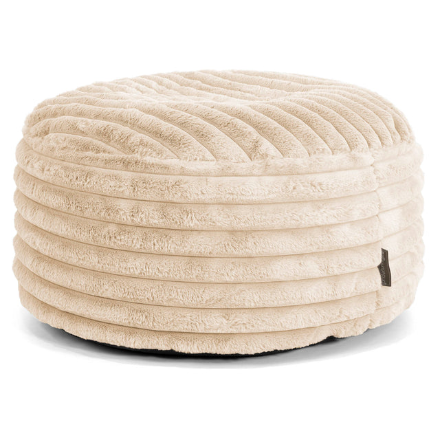 Pouf Rotondo - Velluto Felpato Ultra Morbido Panna1