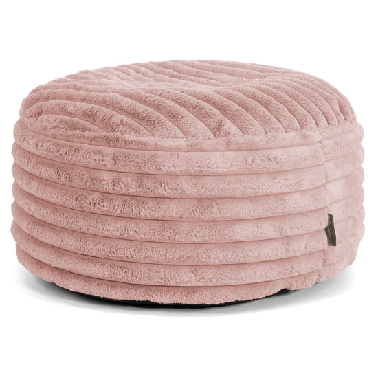 Pouf Rotondo - Velluto Felpato Ultra Morbido Rosa Antico1