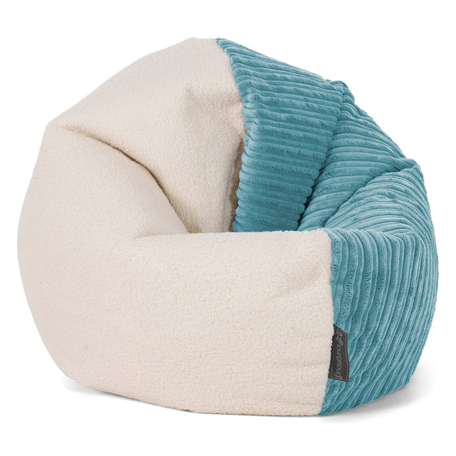 Sedia Pouf Sacco Flexforma per Bambini 1 a 3 anni - Bouclé & Velluto a Coste Egeo Blu 01
