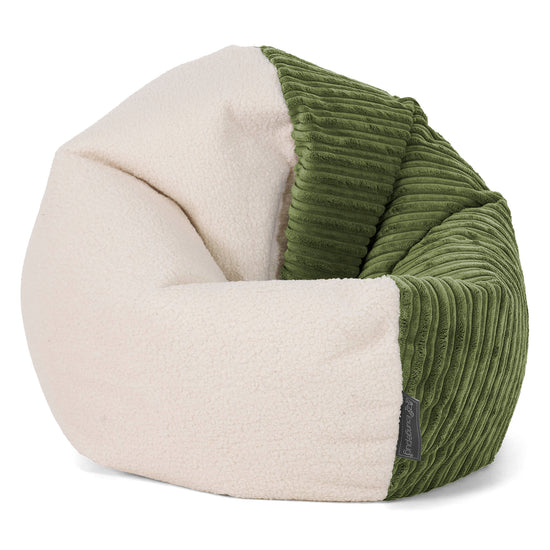 Sedia Pouf Sacco Flexforma per Bambini 1 a 3 anni - Bouclé & Velluto a Coste Verde Foresta 01