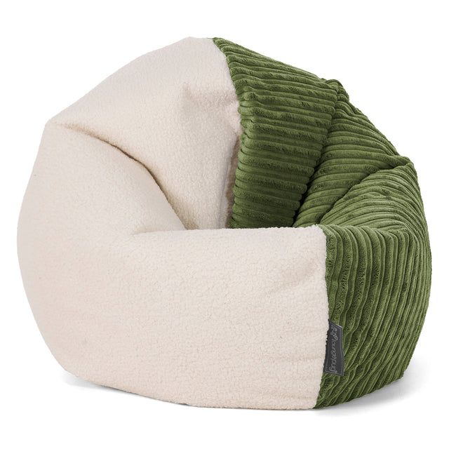 Sedia Pouf Sacco Flexforma per Bambini 1 a 3 anni - Bouclé & Velluto a Coste Verde Foresta 01
