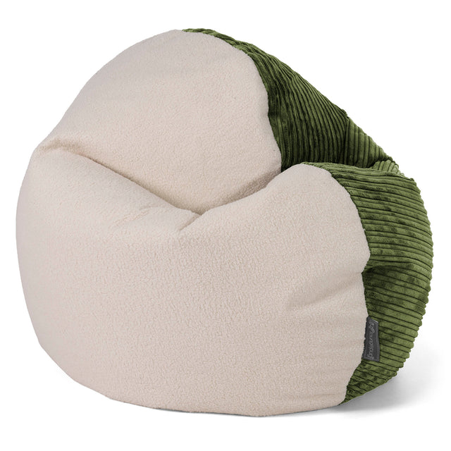 Sedia Pouf Sacco per Adulti Flexforma - Bouclé & Velluto a Coste Verde Foresta 01