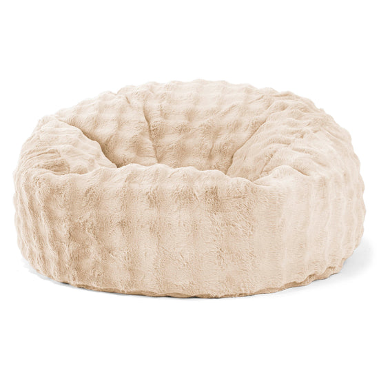 Pouf Sacco Gigante 'Mammut' - Pelliccia Sintetica a Bolle Panna 01