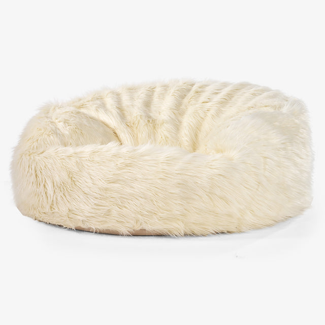 Pouf Sacco Gigante 'Mammut' - Pelliccia Sintetica Mongola Panna 01