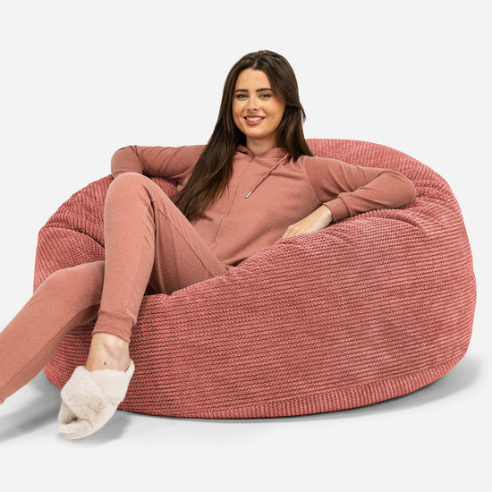 Pouf Sacco Gigante 'Mammut' - Pompon Arancione Zucca 01