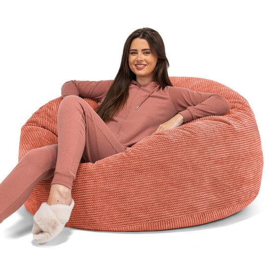 Pouf Sacco Gigante 'Mammut' - Pompon Arancione Zucca 01