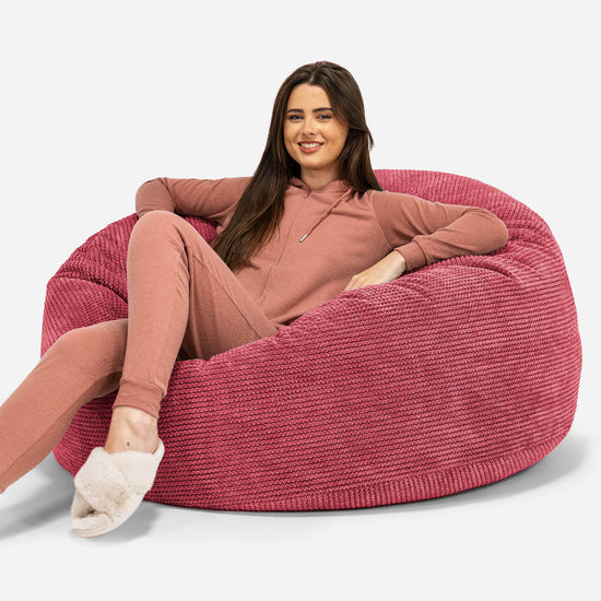 Pouf Sacco Gigante 'Mammut' - Pompon Rosso pastello 01