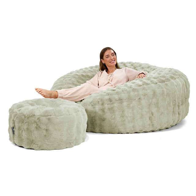 Pouf Sacco Gigante XXXL 'Mega Mammut' - Pelliccia Sintetica a Bolle Verde Salvia