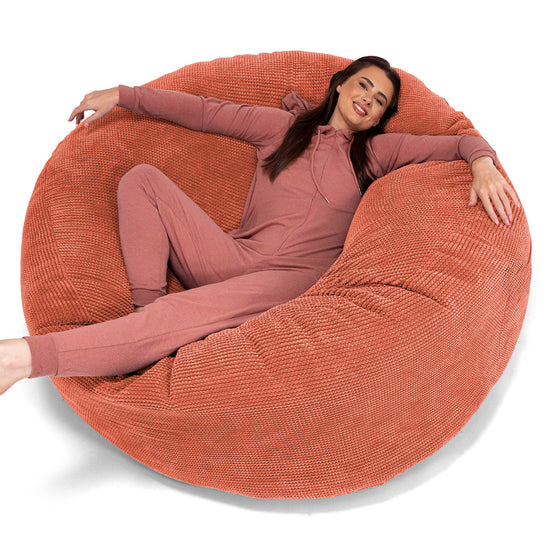 Pouf Sacco Gigante XXXL 'Mega Mammut' - Pompon Arancione Zucca 01