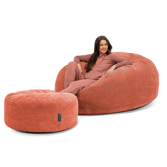 Pouf Sacco Gigante XXXL 'Mega Mammut' - Pompon Arancione Zucca 02