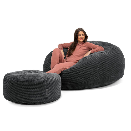 Pouf Sacco Gigante XXXL 'Mega Mammut' - Pompon Nero 02