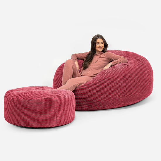 Pouf Sacco Gigante XXXL 'Mega Mammut' - Pompon Rosso pastello 02