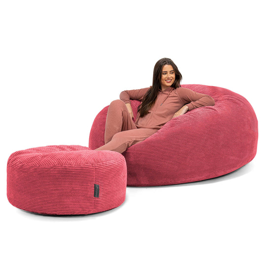 Pouf Sacco Gigante XXXL 'Mega Mammut' - Pompon Rosso pastello 02