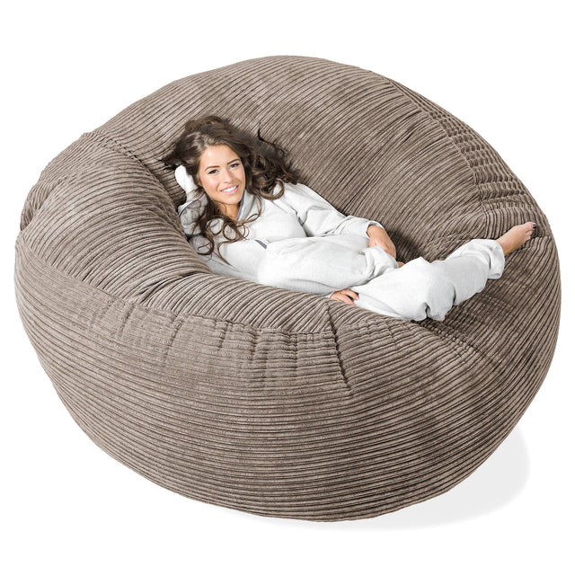 Pouf Sacco Gigante XXXL 'Mega Mammut' - Velluto a Coste Grigio Tortora 01
