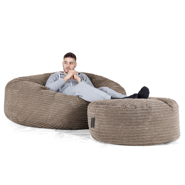 Pouf Sacco Gigante XXXL 'Mega Mammut' - Velluto a Coste Grigio Tortora 02