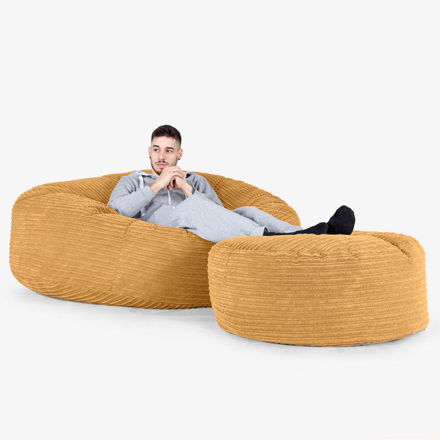 Pouf Sacco Gigante XXXL 'Mega Mammut' - Velluto a Coste Miele Dorato 02