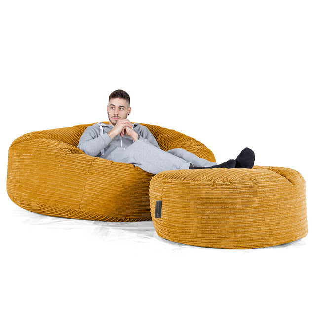 Pouf Sacco Gigante XXXL 'Mega Mammut' - Velluto a Coste Miele Dorato 02