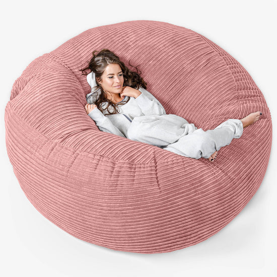 Pouf Sacco Gigante XXXL 'Mega Mammut' - Velluto a Coste Pesca 01