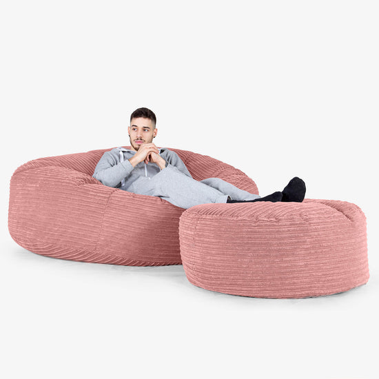 Pouf Sacco Gigante XXXL 'Mega Mammut' - Velluto a Coste Pesca 02