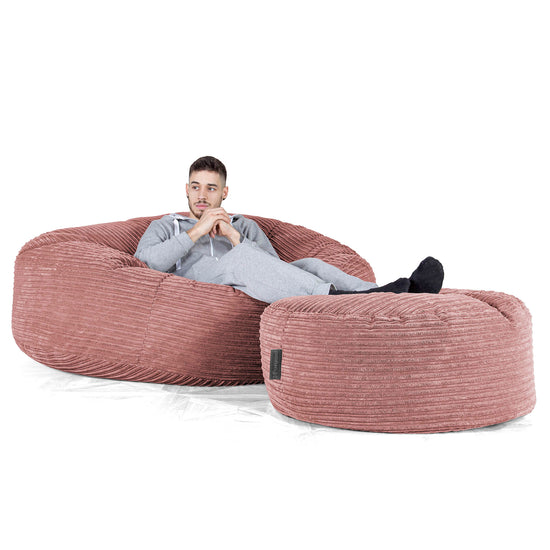 Pouf Sacco Gigante XXXL 'Mega Mammut' - Velluto a Coste Pesca 02