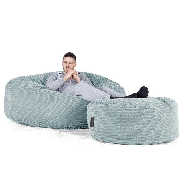 Pouf Sacco Gigante XXXL 'Mega Mammut' - Velluto a Coste Verde Menta 02