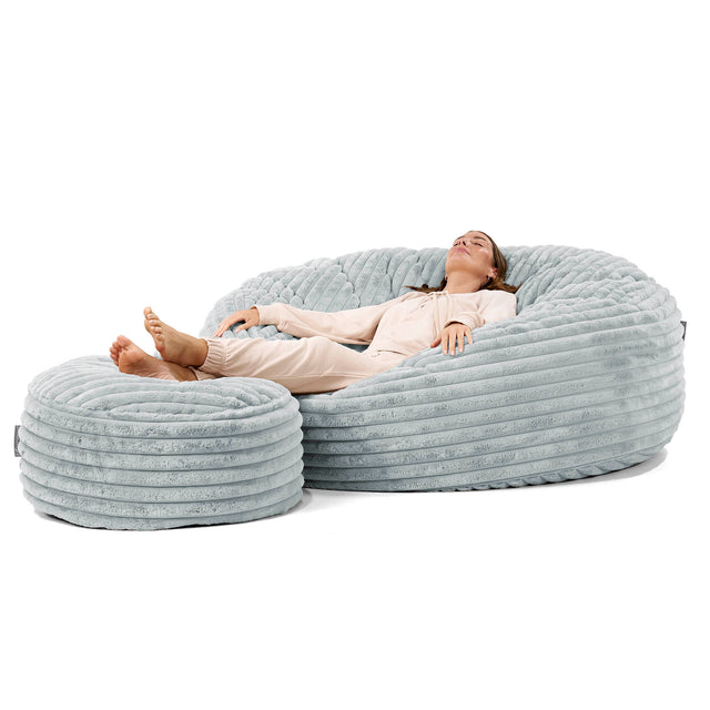 Pouf Sacco Gigante XXXL 'Mega Mammut' - Velluto Felpato Ultra Morbido Azzurro Uovo di Anatra