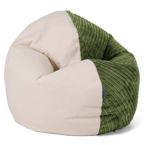 Sedia Pouf Sacco Flexforma Junior per Bambini e Adolescenti 2 a 14 anni - Bouclé & Velluto a Coste Verde Foresta 01