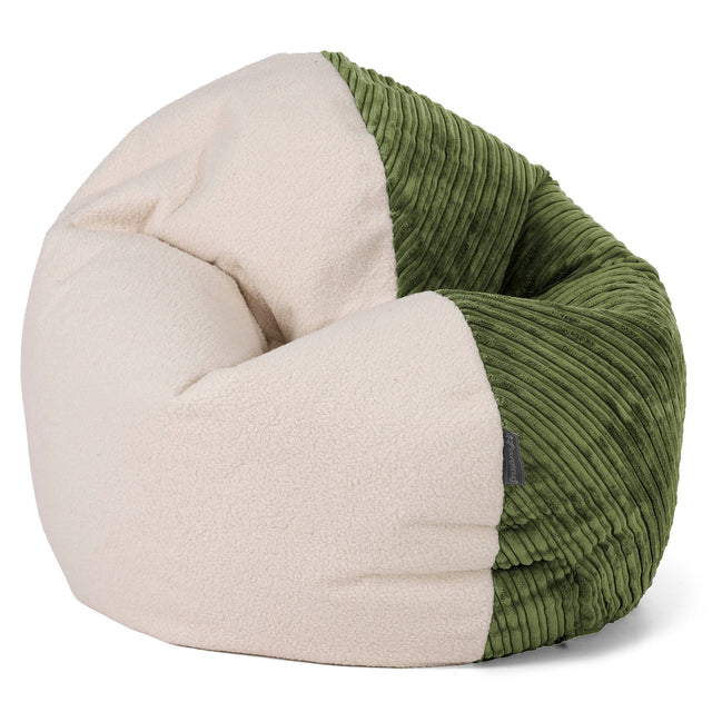 Sedia Pouf Sacco Flexforma Junior per Bambini e Adolescenti 2 a 14 anni - Bouclé & Velluto a Coste Verde Foresta 01