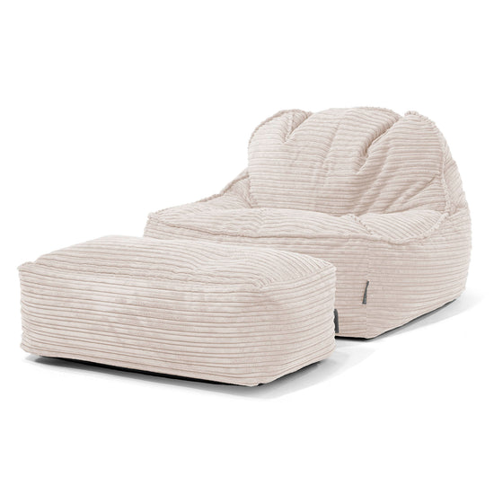 Sedia Pouf Sacco Sloucher 2.0 - Velluto a Coste Avorio 02
