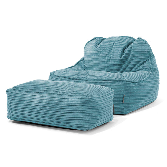 Sedia Pouf Sacco Sloucher 2.0 - Velluto a Coste Egeo Blu 02
