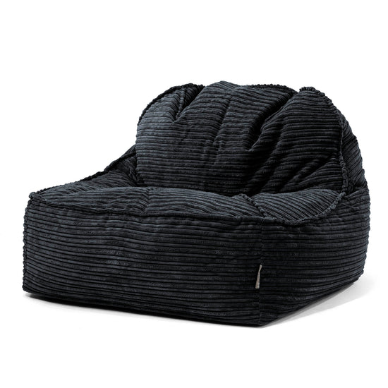 Sedia Pouf Sacco Sloucher 2.0 - Velluto a Coste Nero 01