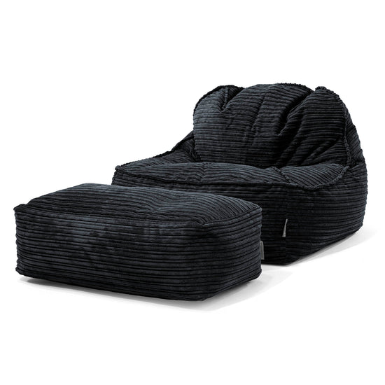 Sedia Pouf Sacco Sloucher 2.0 - Velluto a Coste Nero 02
