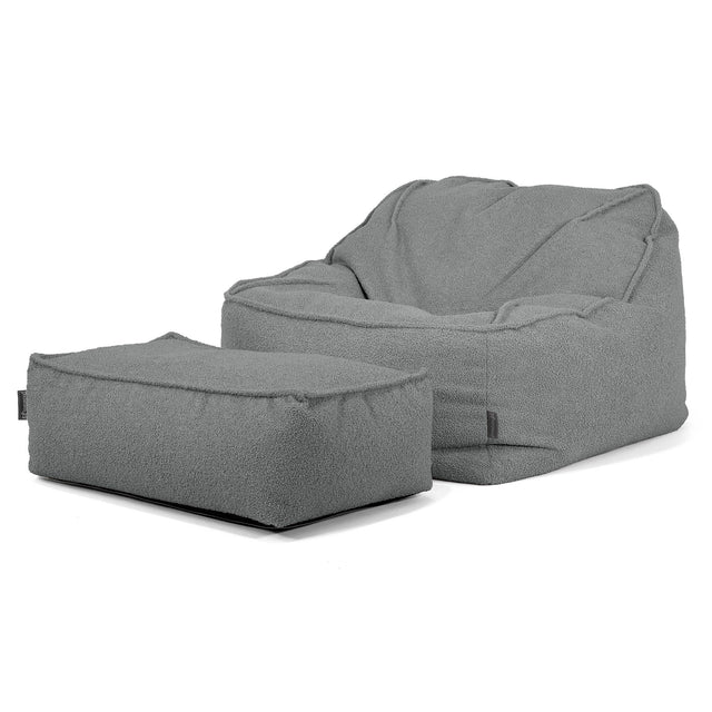 Sedia Pouf Sacco Sloucher - Bouclé Grigio