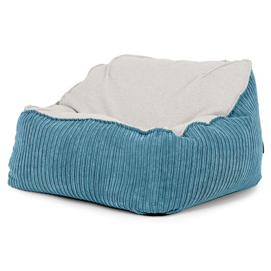 Sedia Pouf Sacco Sloucher - Bouclé & Velluto a Coste Egeo Blu 01