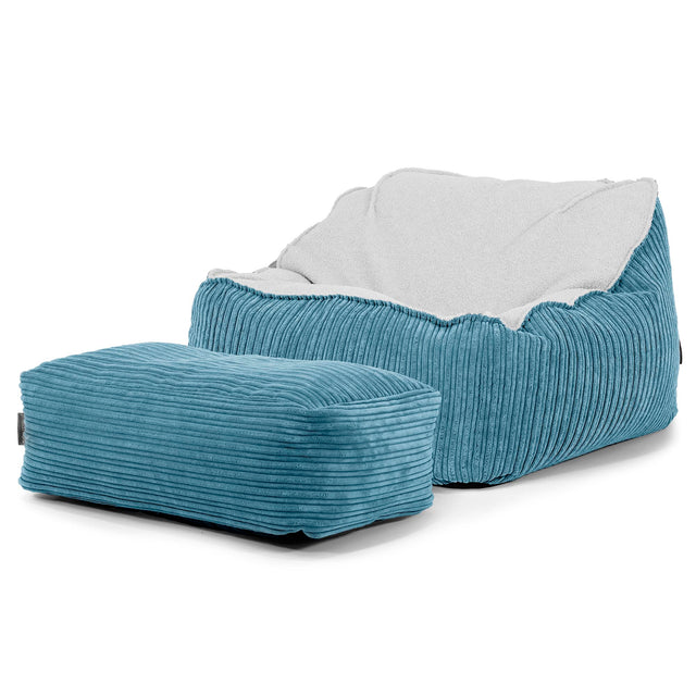 Sedia Pouf Sacco Sloucher - Bouclé & Velluto a Coste Egeo Blu 03