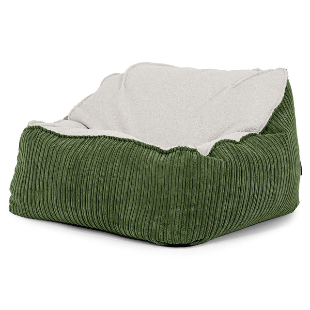 Sedia Pouf Sacco Sloucher - Bouclé & Velluto a Coste Verde Foresta 01