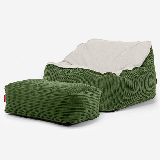 Sedia Pouf Sacco Sloucher - Bouclé & Velluto a Coste Verde Foresta 03