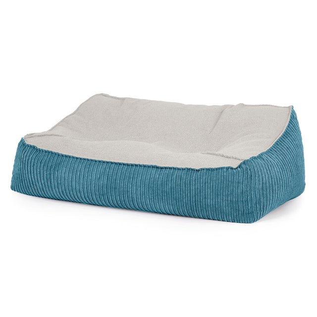 Pouf Divano Sloucher - Bouclé & Velluto a Coste Egeo Blu 01