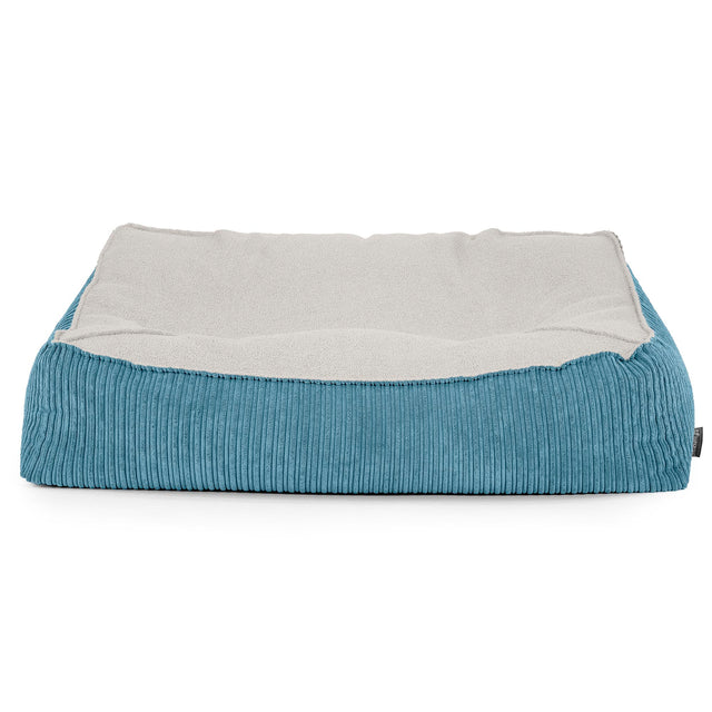 Pouf Divano Sloucher - Bouclé & Velluto a Coste Egeo Blu 02