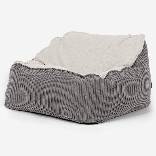 Sedia Pouf Sacco Sloucher - Bouclé & Velluto a Coste Grafite 01