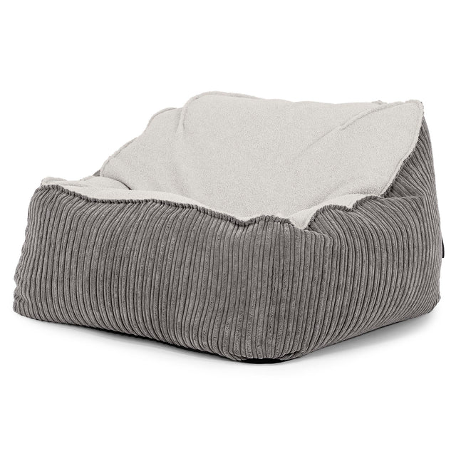 Sedia Pouf Sacco Sloucher - Bouclé & Velluto a Coste Grafite 01