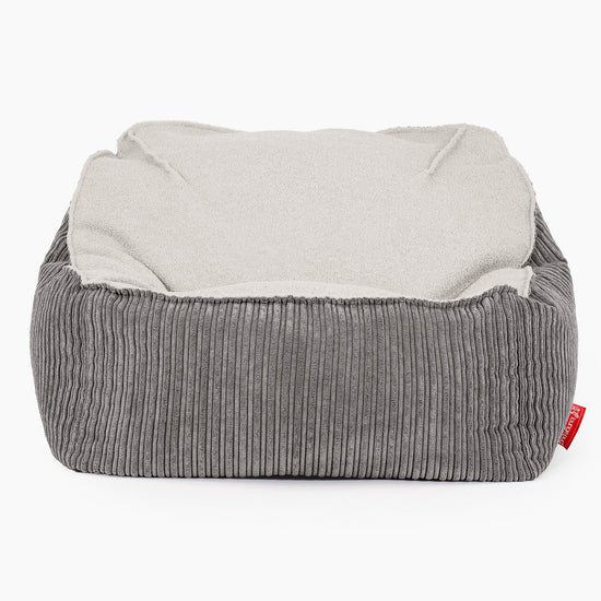 Sedia Pouf Sacco Sloucher - Bouclé & Velluto a Coste Grafite 02